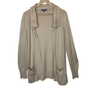 Vivienne Tam Wool Blend Beige Open Cardigan Sweater Vintage, size Large